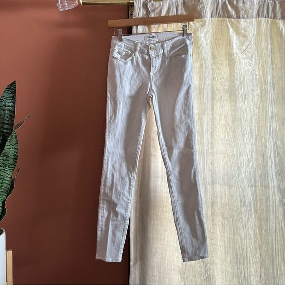 FRAME Le Skinny de Jeanne Skinny Jeans Blanc Mid Rise White Denim Size 27 - Picture 2 of 9